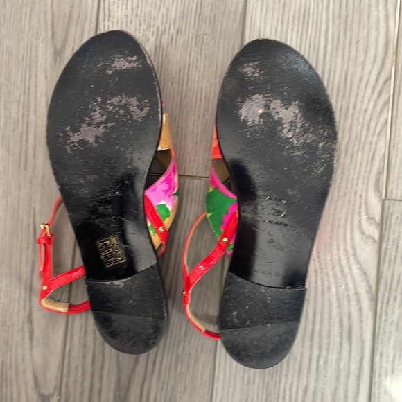 BALENCIAGA Neon Floral Ankle Strap Flat Sandals size 39 1/2 - US 8.5 - Picture 3 of 4